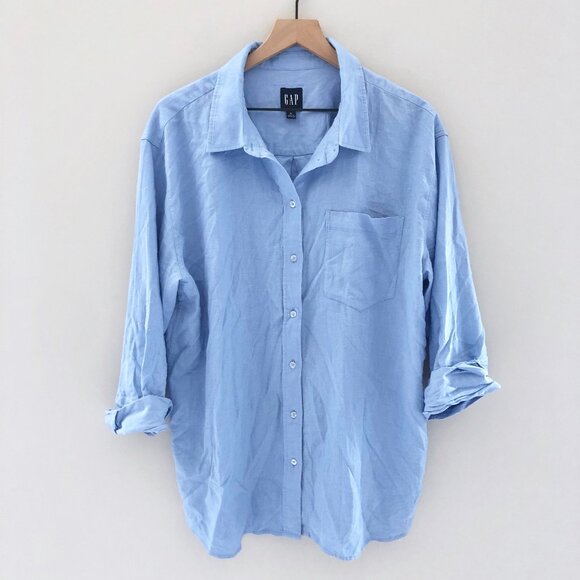 GAP Linen Boyfriend Shirt Button Front - Picture 1 of 4